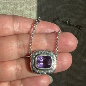 SeidenGang Sterling Silver and Faceted amethyst necklace 18inch